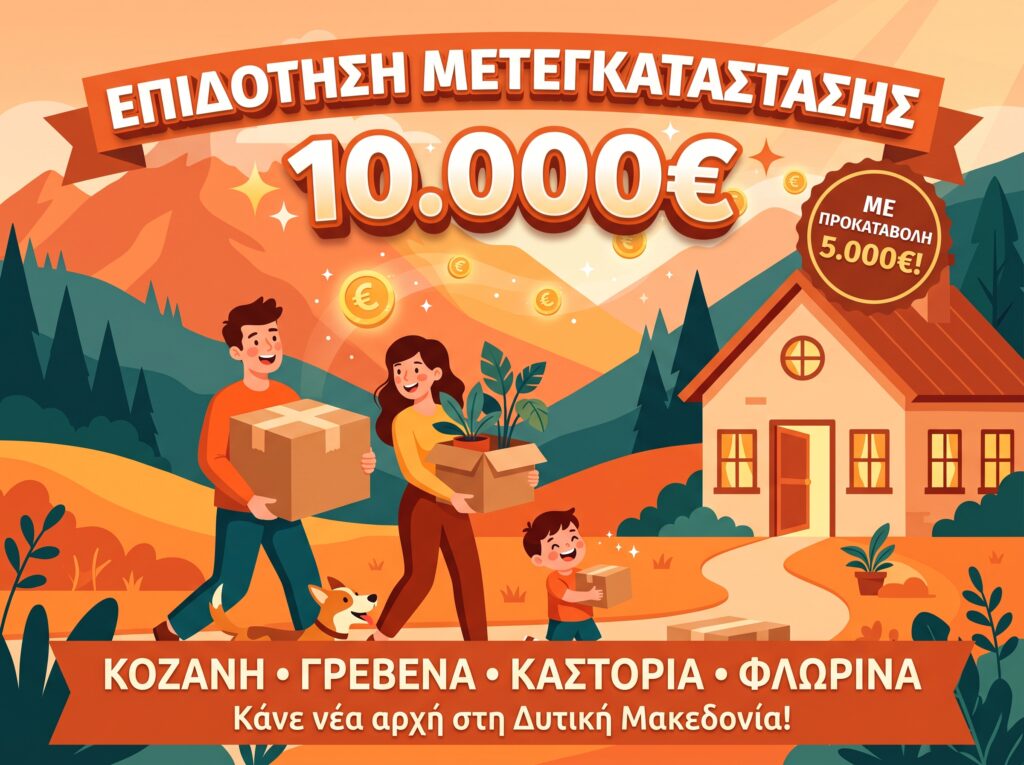 Πρόγραμμα Δημογραφικής Ανάπτυξης: Οικογένεια μετακομίζει με επίδομα 10.000 ευρώ